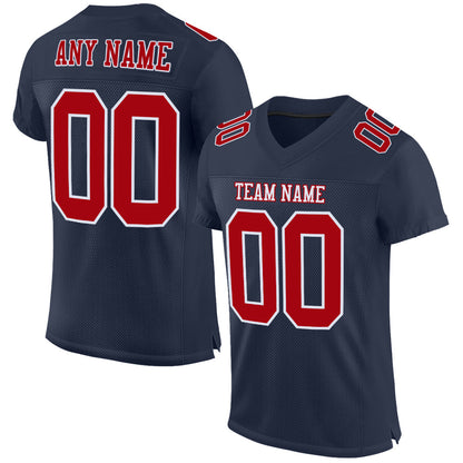 Custom Navy Red-White Mesh Authentic Football Jersey - Sky-Custom