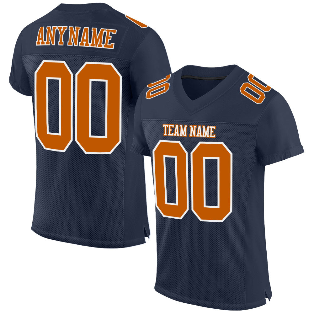 Custom Navy Texas Orange-White Mesh Authentic Football Jersey - Sky-Custom