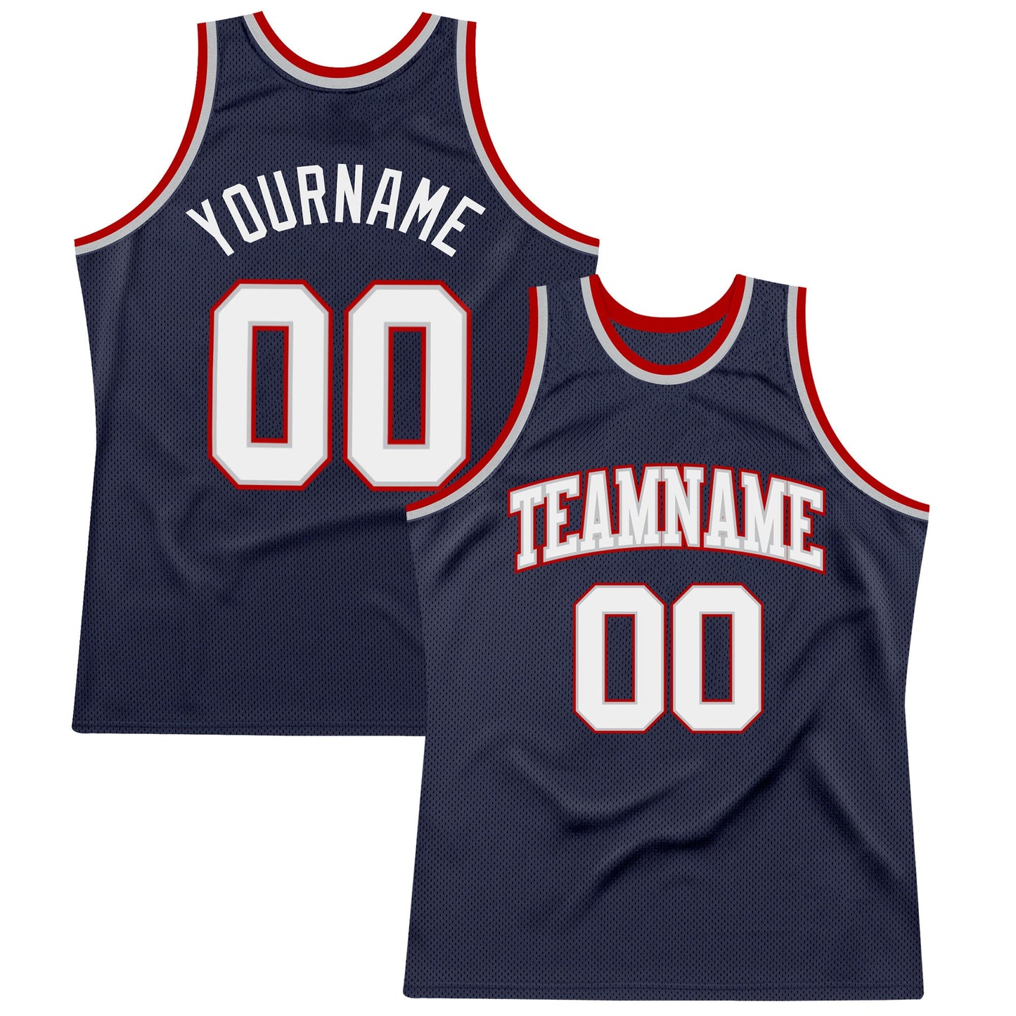 Custom Navy White Gray-Red Authentic Throwback Basketball Jersey - Sky-Custom