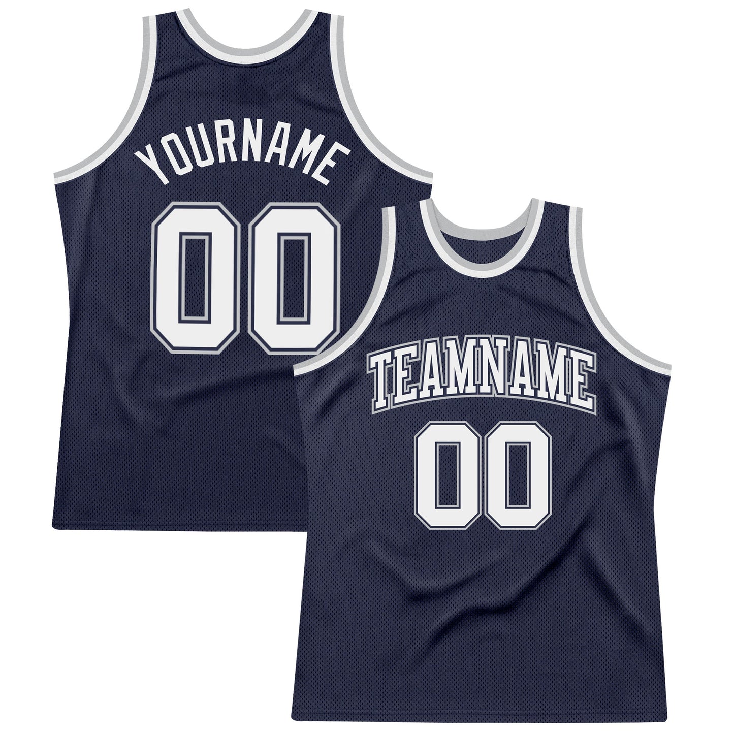 Custom Navy White Navy-Gray Authentic Throwback Basketball Jersey - Sky-Custom