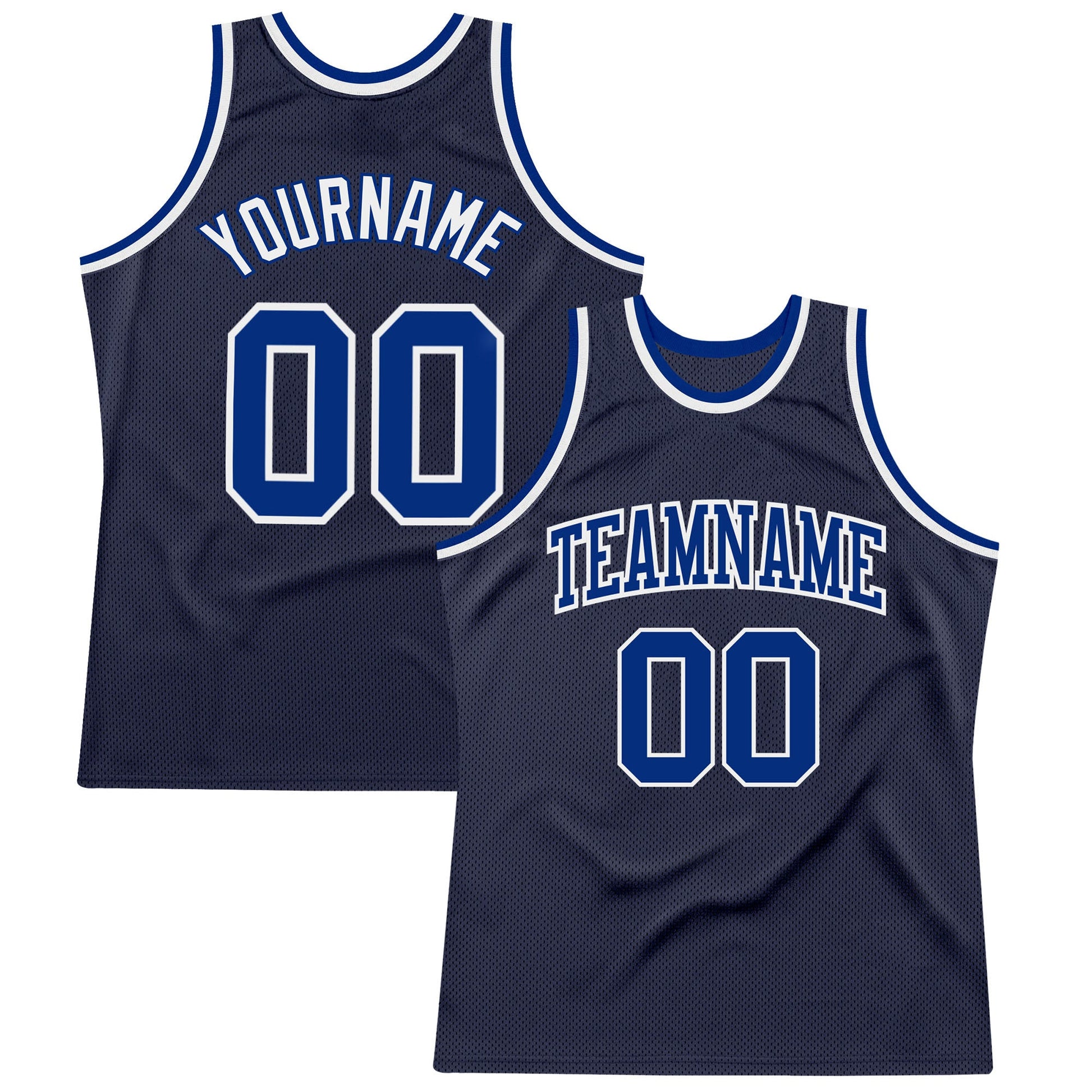 Custom Navy Royal-White Authentic Throwback Basketball Jersey - Sky-Custom