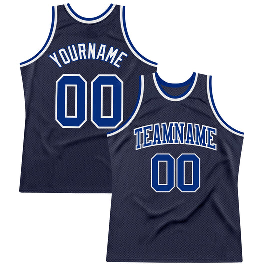 Custom Navy Royal-White Authentic Throwback Basketball Jersey - Sky-Custom