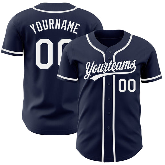 Custom Navy White Authentic Baseball Jersey - Sky-Custom