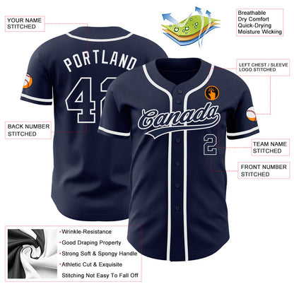 Custom Navy Navy-White Authentic Baseball Jersey - Sky-Custom