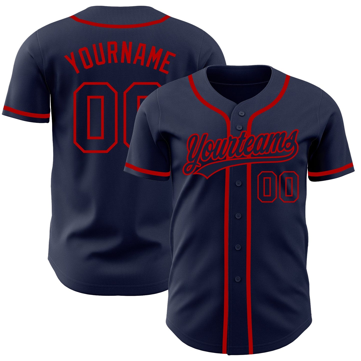 Custom Navy Navy-Red Authentic Baseball Jersey - Sky-Custom