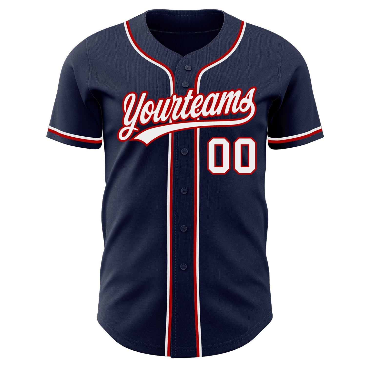 Custom Navy White-Red Authentic Baseball Jersey - Sky-Custom