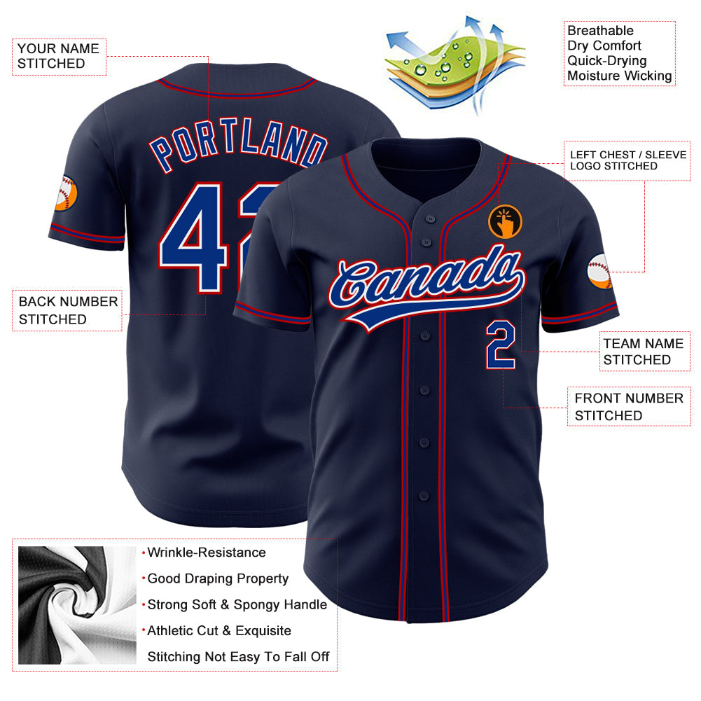 Custom Navy Royal-Red Authentic Baseball Jersey - Sky-Custom