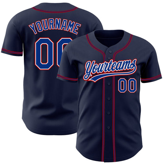 Custom Navy Royal-Red Authentic Baseball Jersey - Sky-Custom