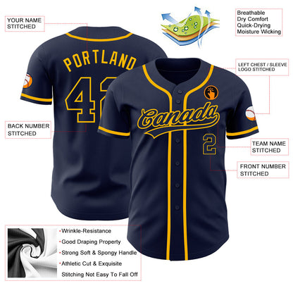 Custom Navy Navy-Gold Authentic Baseball Jersey - Sky-Custom