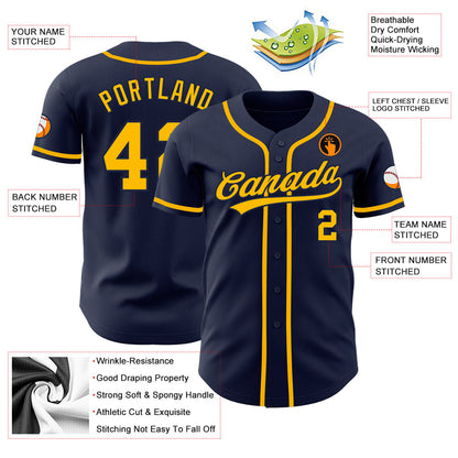Custom Navy Gold Authentic Baseball Jersey - Sky-Custom