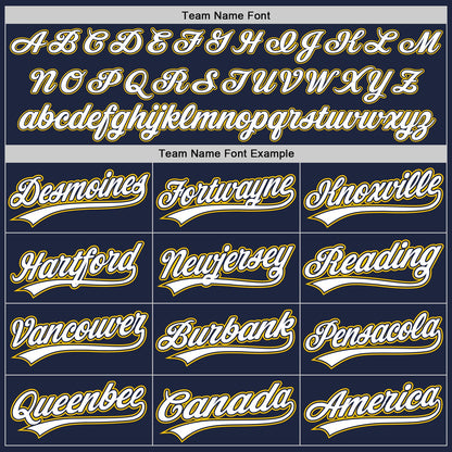Custom Navy White-Gold Authentic Baseball Jersey - Sky-Custom