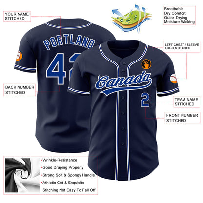 Custom Navy Royal-White Authentic Baseball Jersey - Sky-Custom