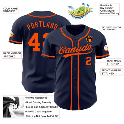 Custom Navy Orange-Navy Authentic Baseball Jersey - Sky-Custom