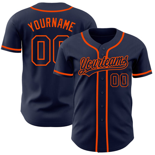 Custom Navy Navy-Orange Authentic Baseball Jersey - Sky-Custom
