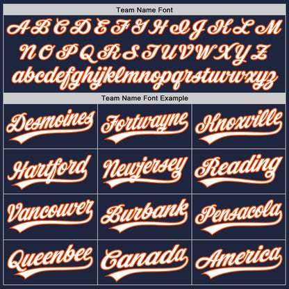 Custom Navy White-Orange Authentic Baseball Jersey - Sky-Custom