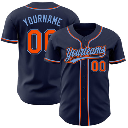 Custom Navy Orange-Powder Blue Authentic Baseball Jersey - Sky-Custom