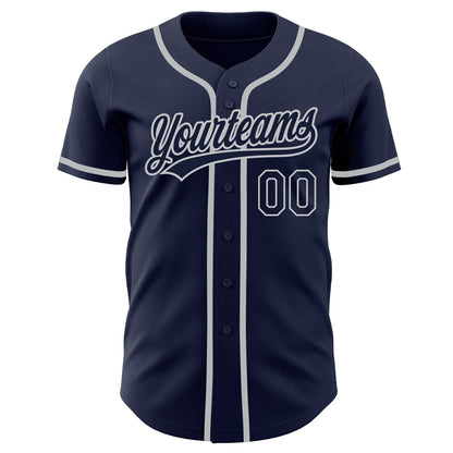 Custom Navy Navy-Gray Authentic Baseball Jersey - Sky-Custom