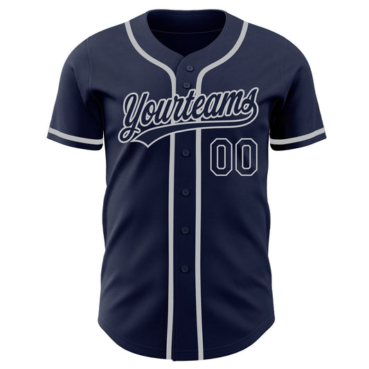 Custom Navy Navy-Gray Authentic Baseball Jersey - Sky-Custom