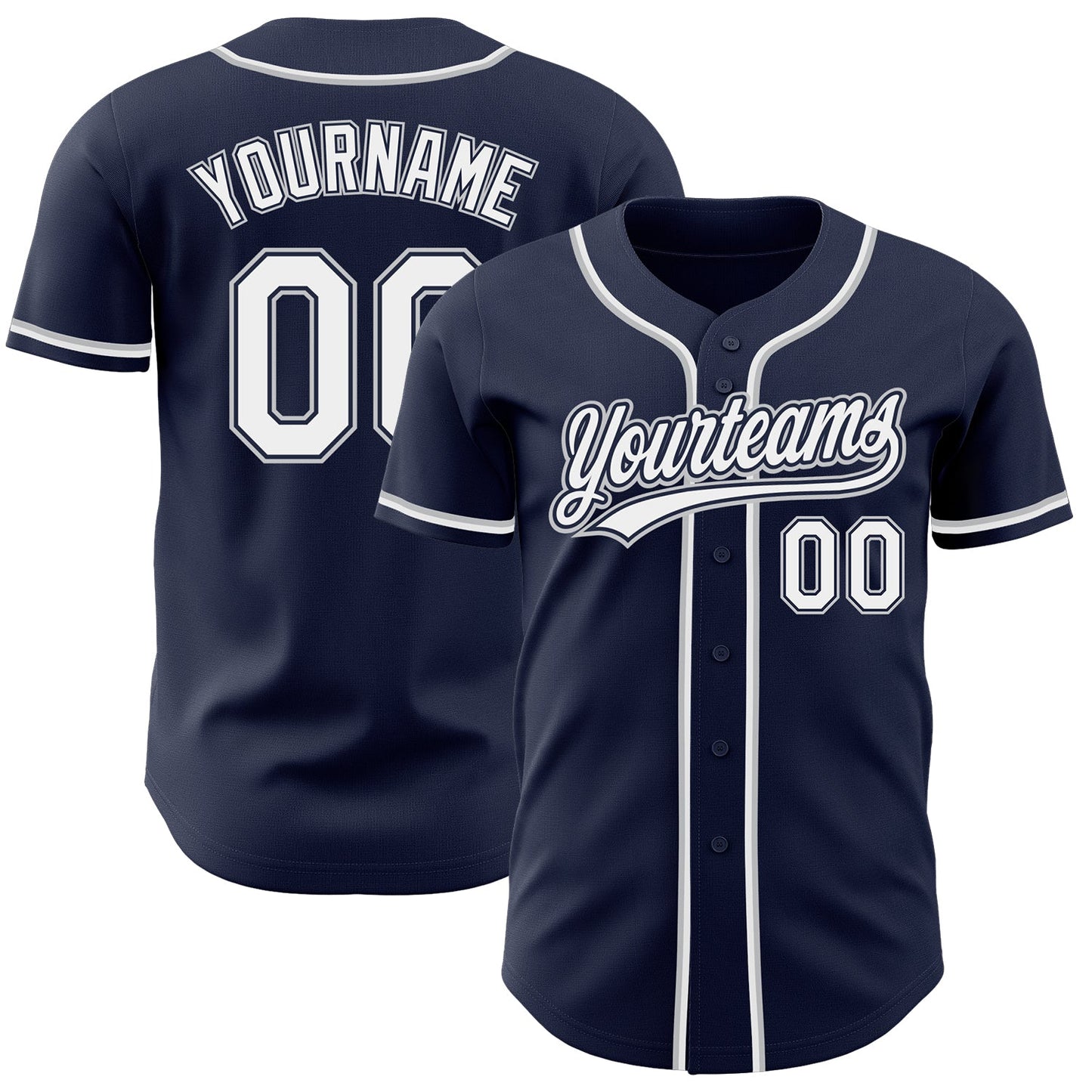 Custom Navy White-Gray Authentic Baseball Jersey - Sky-Custom