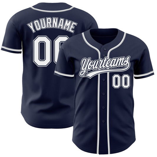 Custom Navy White-Gray Authentic Baseball Jersey - Sky-Custom