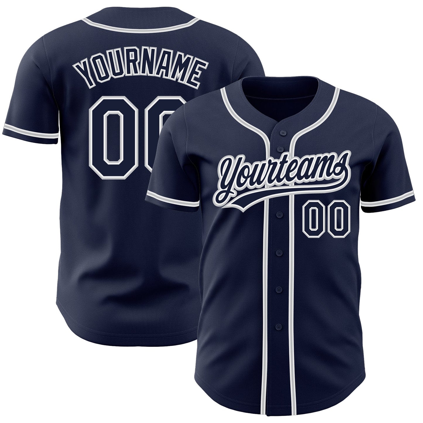 Custom Navy Navy-Gray Authentic Baseball Jersey - Sky-Custom