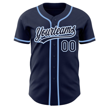 Custom Navy Navy-Light Blue Authentic Baseball Jersey - Sky-Custom