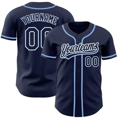 Custom Navy Navy-Light Blue Authentic Baseball Jersey - Sky-Custom