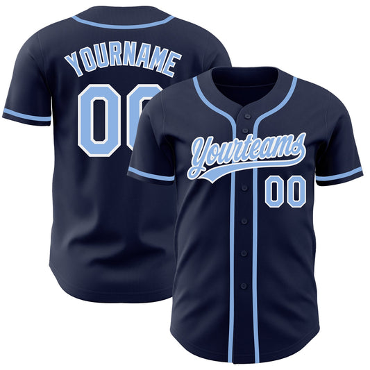 Custom Navy Light Blue-White Authentic Baseball Jersey - Sky-Custom