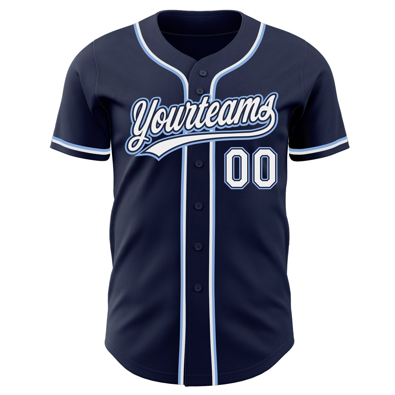 Custom Navy White-Light Blue Authentic Baseball Jersey - Sky-Custom