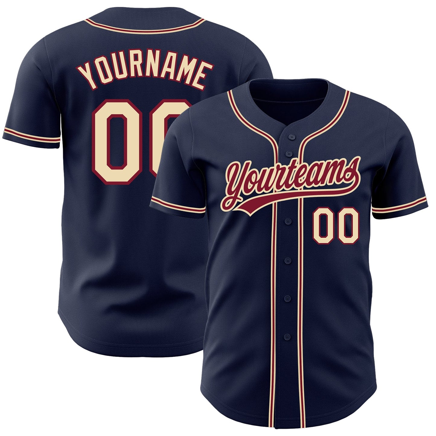 Custom Navy City Cream-Crimson Authentic Baseball Jersey - Sky-Custom