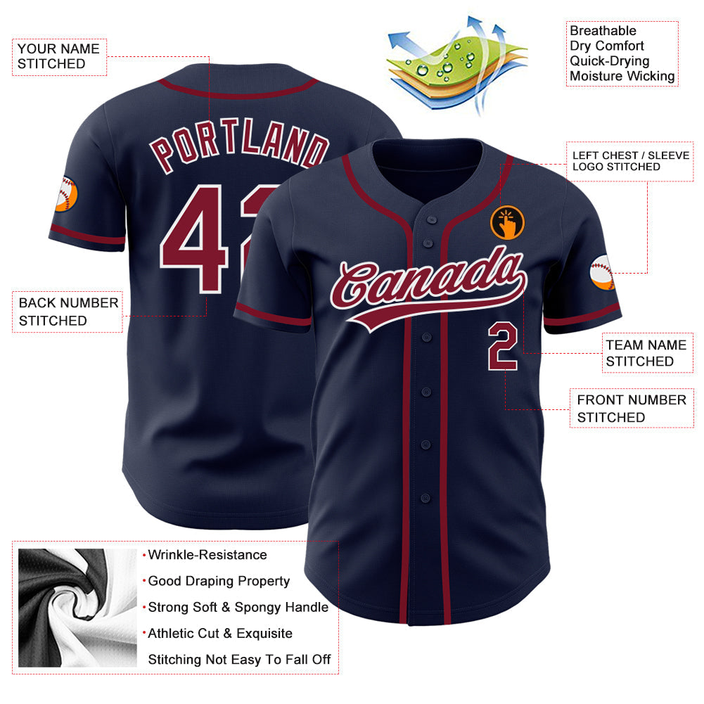 Custom Navy Crimson-White Authentic Baseball Jersey - Sky-Custom