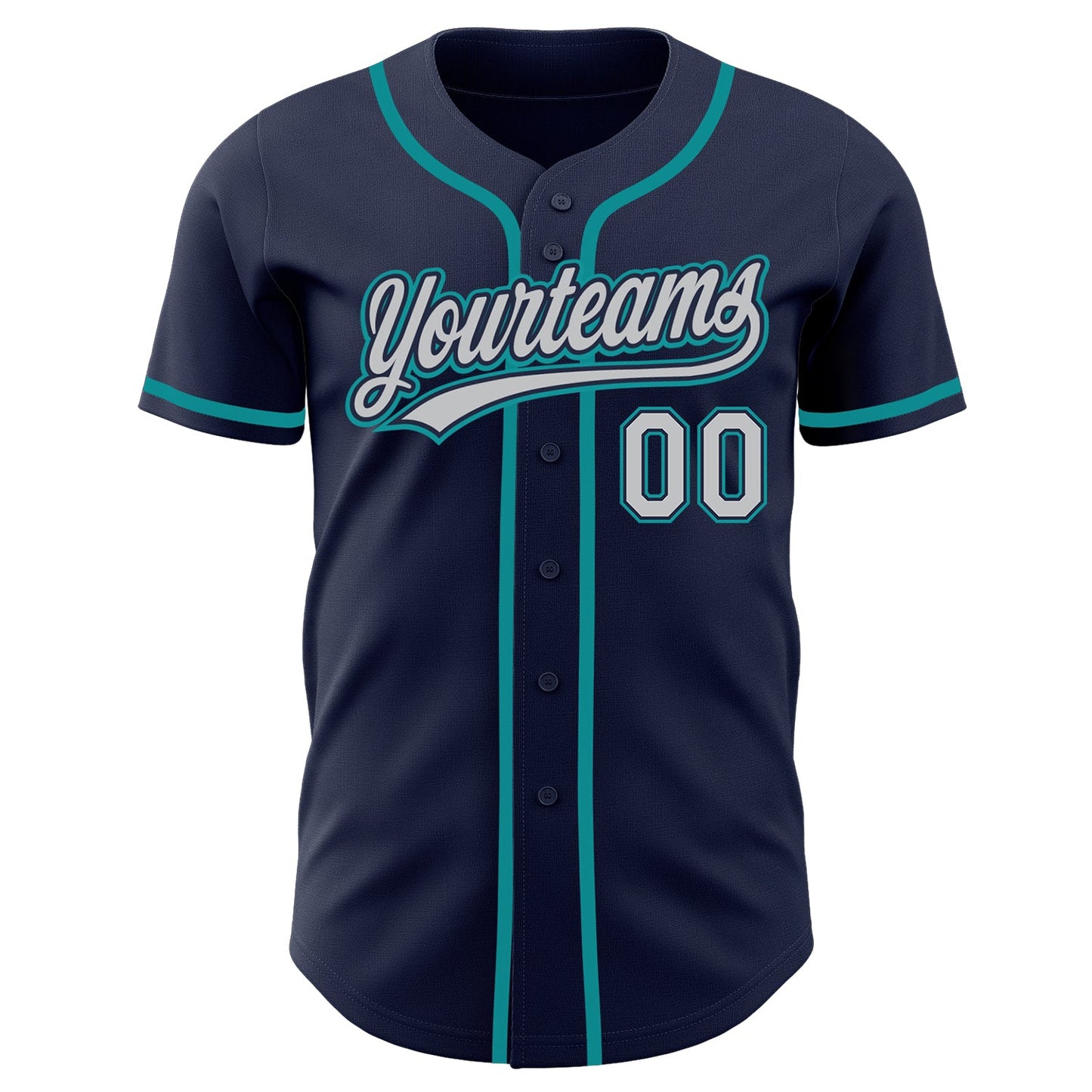 Custom Navy Gray-Teal Authentic Baseball Jersey - Sky-Custom