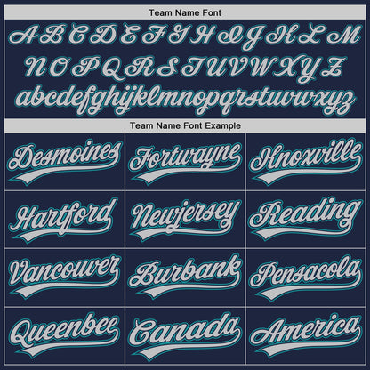 Custom Navy Gray-Teal Authentic Baseball Jersey - Sky-Custom