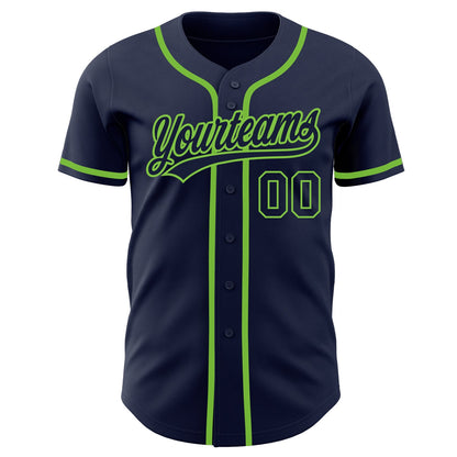 Custom Navy Navy-Neon Green Authentic Baseball Jersey - Sky-Custom