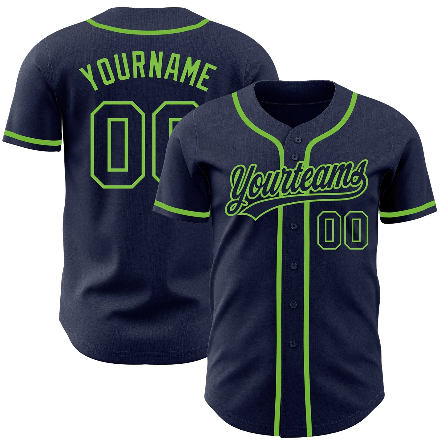 Custom Navy Navy-Neon Green Authentic Baseball Jersey - Sky-Custom