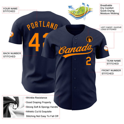 Custom Navy Bay Orange-Navy Authentic Baseball Jersey - Sky-Custom