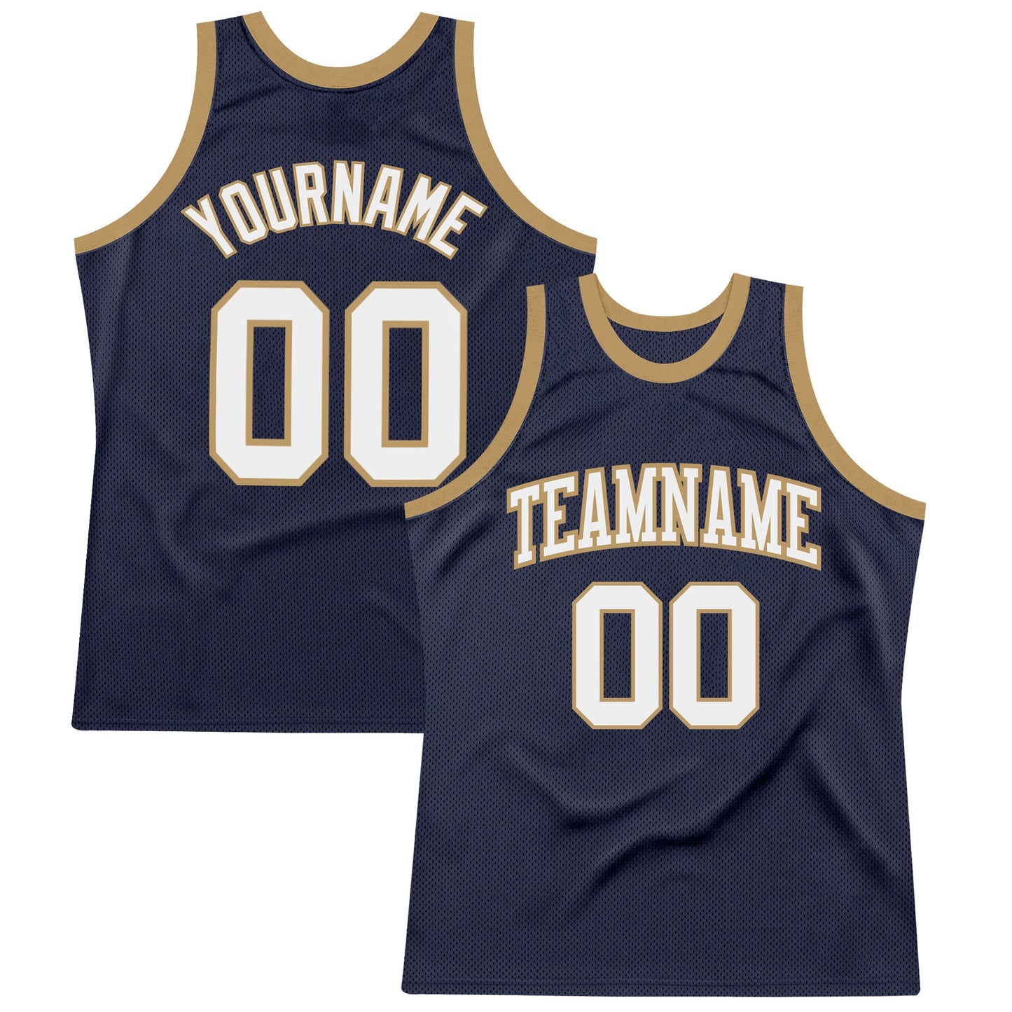 Custom Navy White-Old Gold Authentic Throwback Basketball Jersey - Sky-Custom