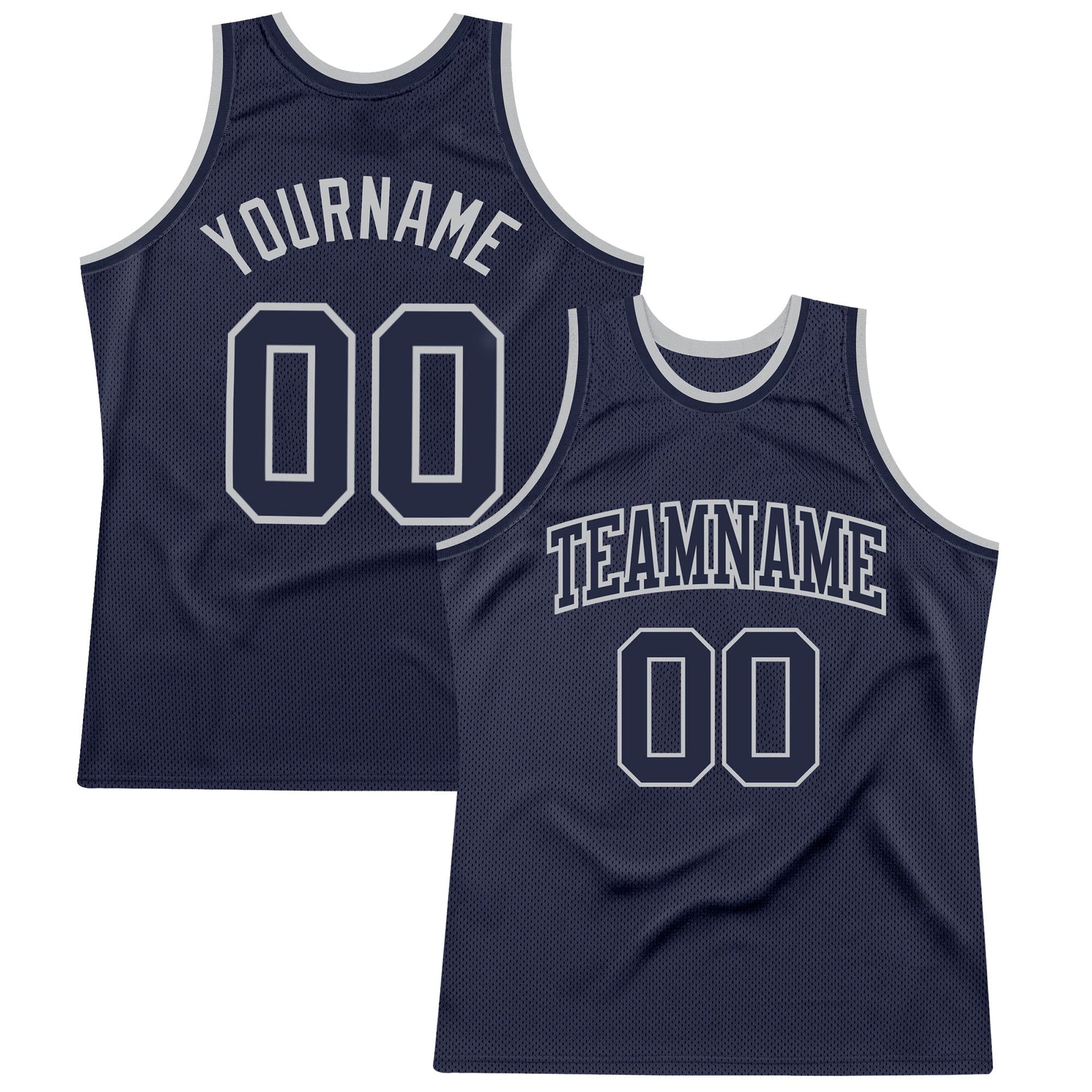 Custom Navy Navy-Gray Authentic Throwback Basketball Jersey - Sky-Custom