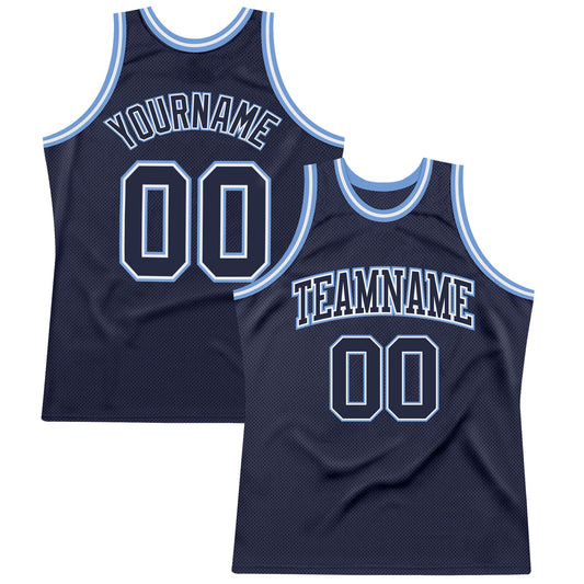 Custom Navy Navy-Light Blue Authentic Throwback Basketball Jersey - Sky-Custom
