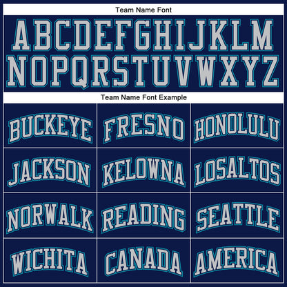 Custom Navy Gray-Teal Authentic Throwback Basketball Jersey - Sky-Custom