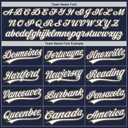 Custom Navy White Pinstripe White-Old Gold Authentic Baseball Jersey - Sky-Custom