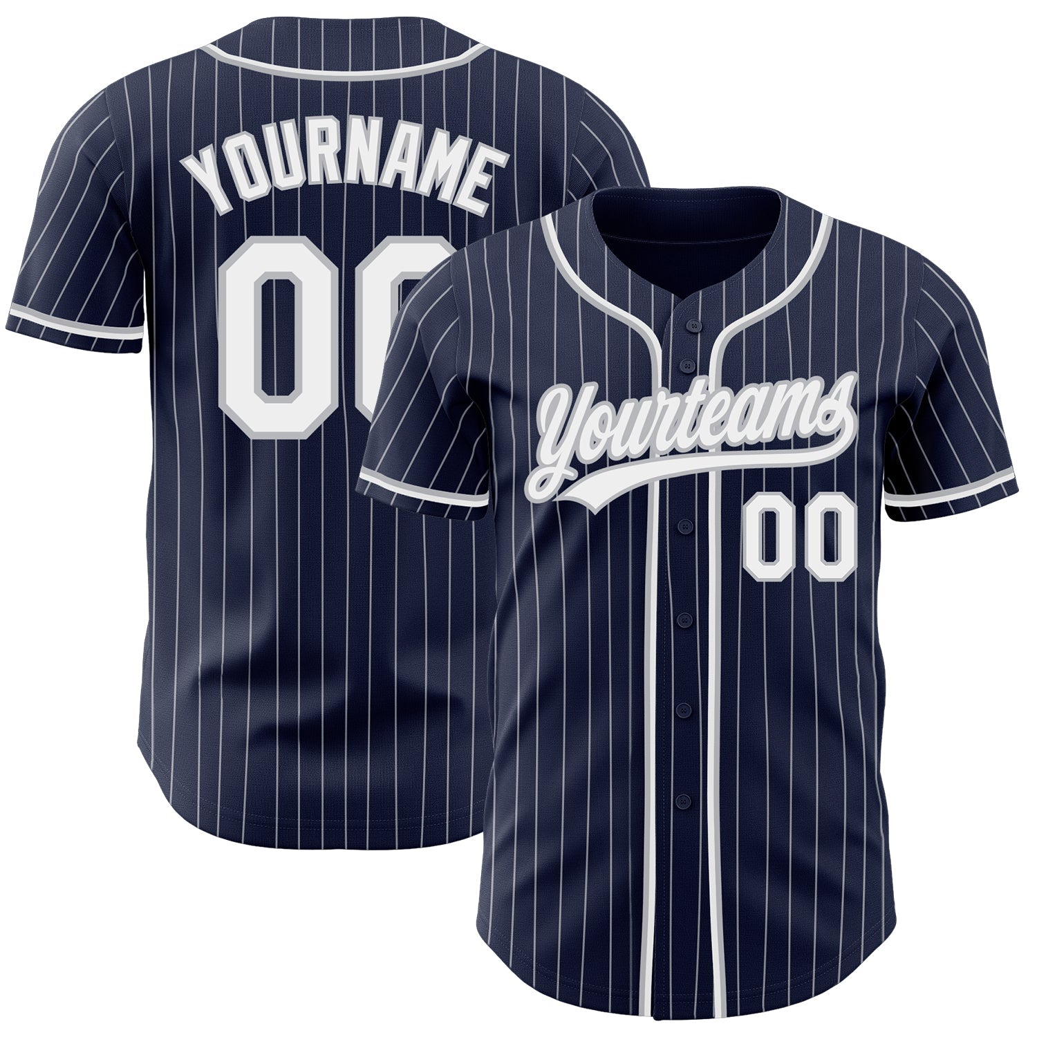 Custom Navy White Pinstripe White-Gray Authentic Baseball Jersey - Sky-Custom