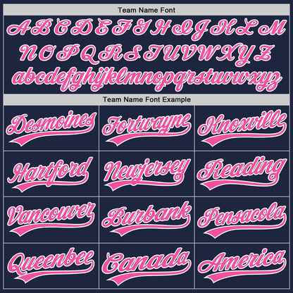Custom Navy White Pinstripe Pink Authentic Baseball Jersey - Sky-Custom