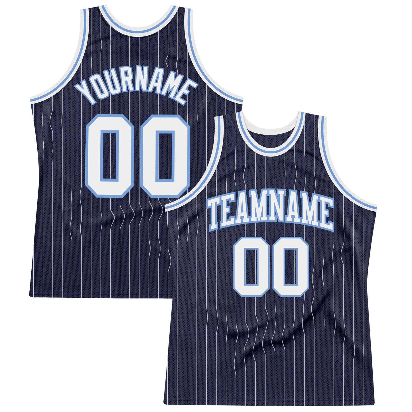 Custom Navy White Pinstripe White-Light Blue Authentic Basketball Jersey - Sky-Custom