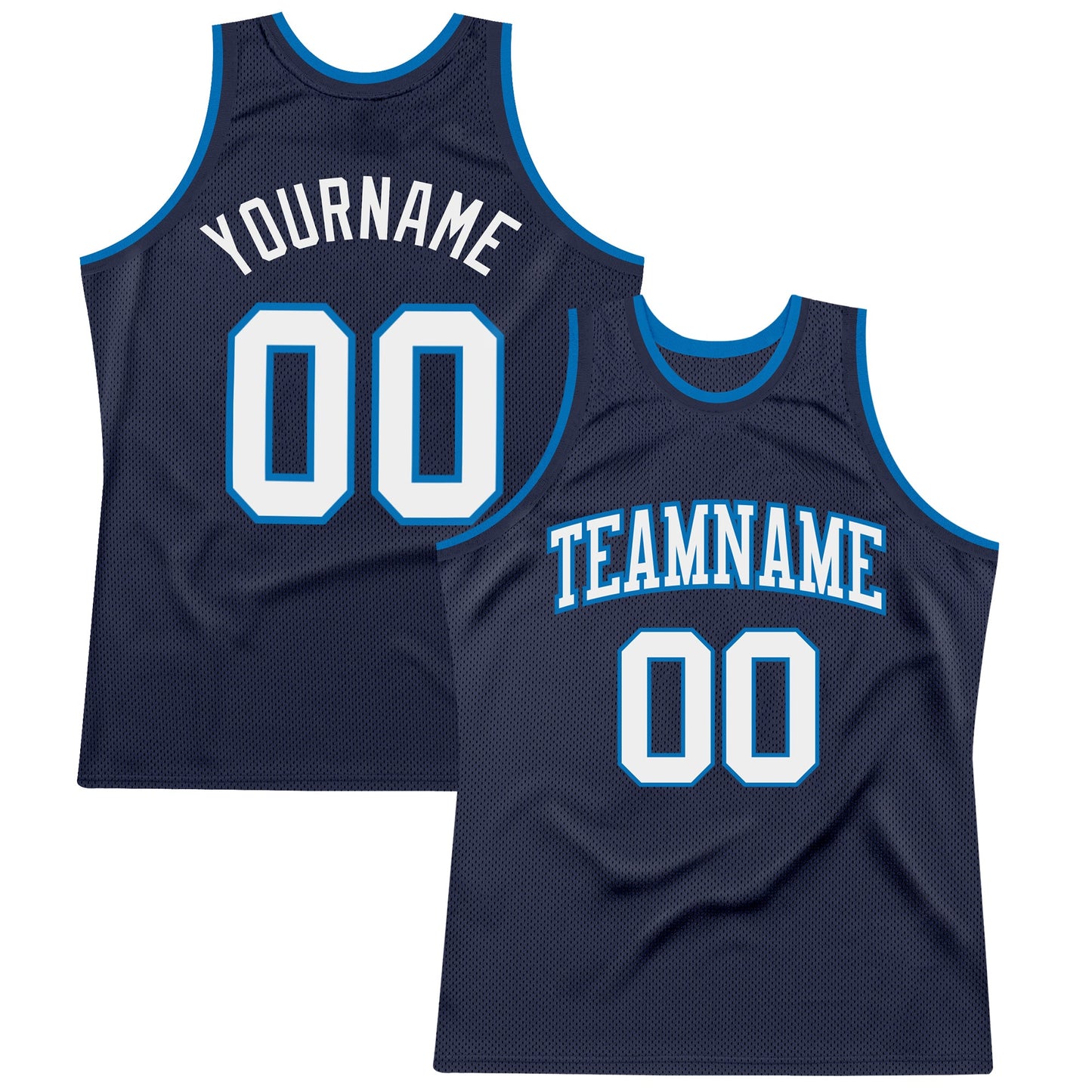 Custom Navy White-Blue Authentic Throwback Basketball Jersey - Sky-Custom