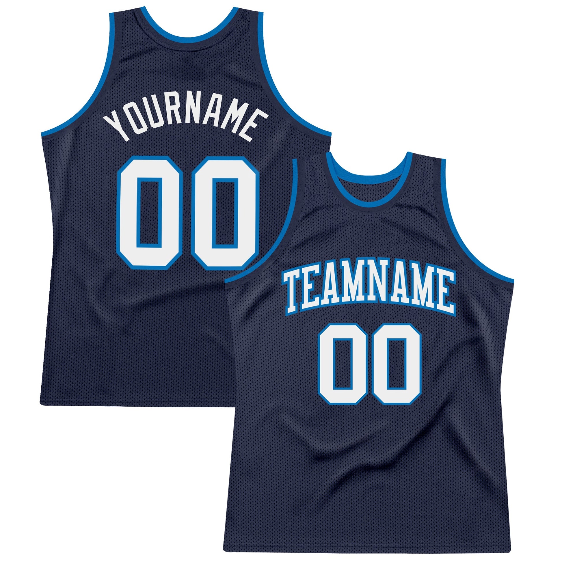 Custom Navy White-Blue Authentic Throwback Basketball Jersey - Sky-Custom