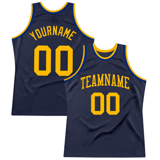 Custom Navy Gold-Royal Authentic Throwback Basketball Jersey - Sky-Custom