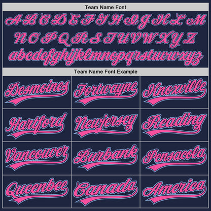 Custom Navy Light Blue-Pink Authentic Baseball Jersey - Sky-Custom