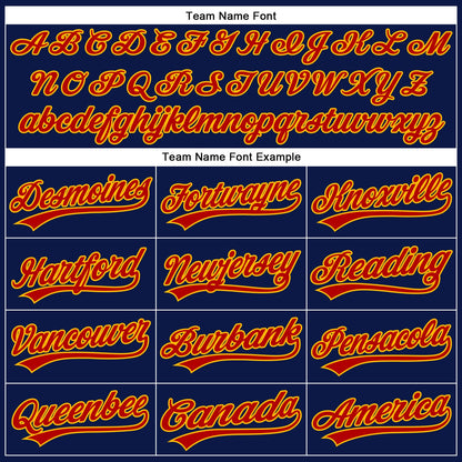 Custom Navy Red Pinstripe Gold Authentic Baseball Jersey - Sky-Custom