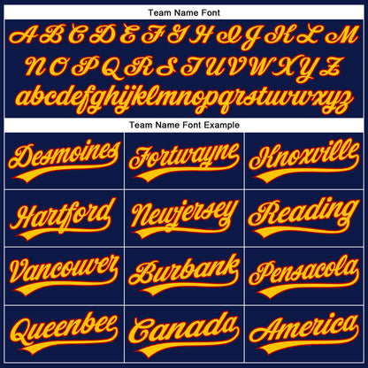 Custom Navy Yellow Pinstripe Red Authentic Baseball Jersey - Sky-Custom